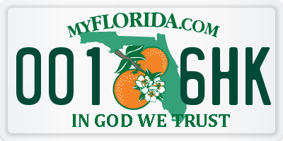 FL license plate 0016HK