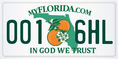 FL license plate 0016HL