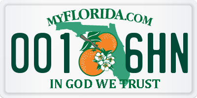 FL license plate 0016HN