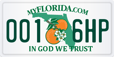 FL license plate 0016HP