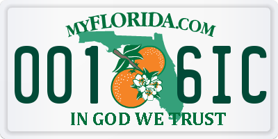 FL license plate 0016IC