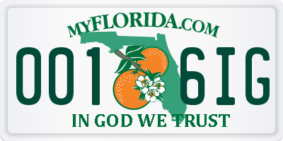 FL license plate 0016IG