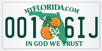 FL license plate 0016IJ