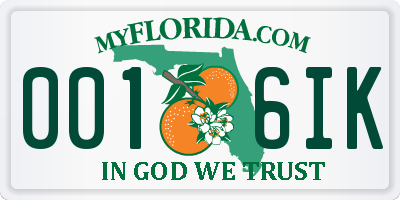 FL license plate 0016IK