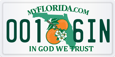 FL license plate 0016IN