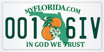 FL license plate 0016IV