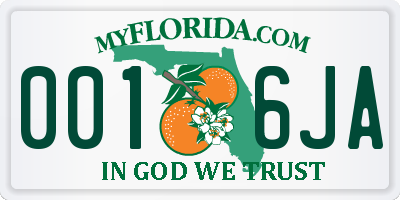 FL license plate 0016JA