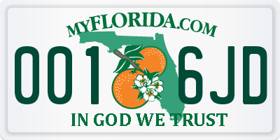 FL license plate 0016JD