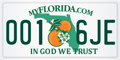 FL license plate 0016JE