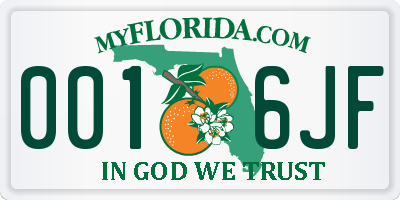 FL license plate 0016JF