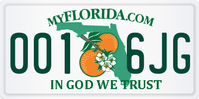 FL license plate 0016JG