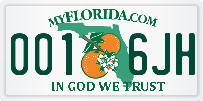 FL license plate 0016JH