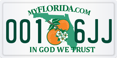 FL license plate 0016JJ