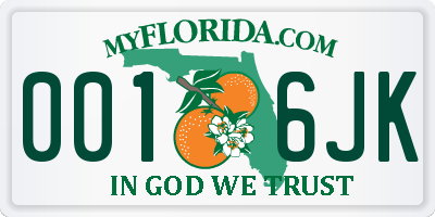 FL license plate 0016JK
