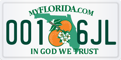 FL license plate 0016JL
