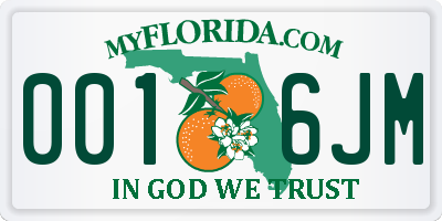 FL license plate 0016JM