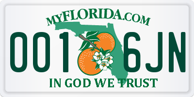 FL license plate 0016JN