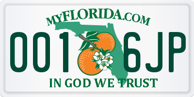 FL license plate 0016JP