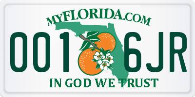 FL license plate 0016JR