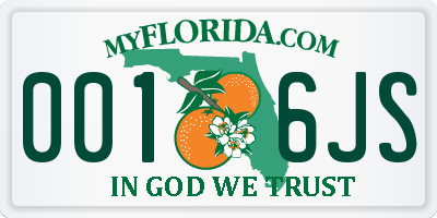 FL license plate 0016JS