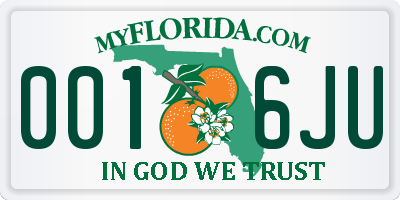 FL license plate 0016JU