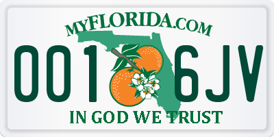 FL license plate 0016JV