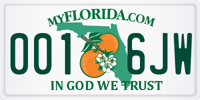 FL license plate 0016JW