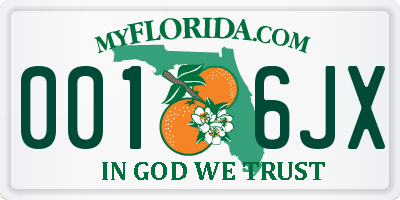 FL license plate 0016JX