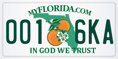 FL license plate 0016KA