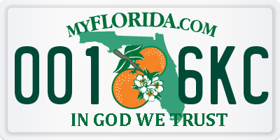 FL license plate 0016KC