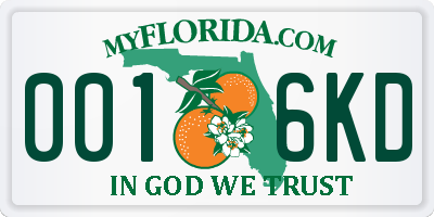 FL license plate 0016KD