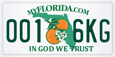 FL license plate 0016KG