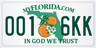 FL license plate 0016KK