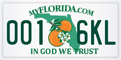 FL license plate 0016KL