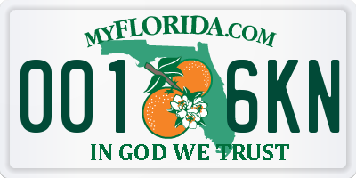 FL license plate 0016KN