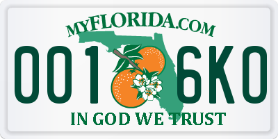 FL license plate 0016KO