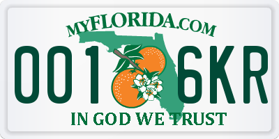 FL license plate 0016KR