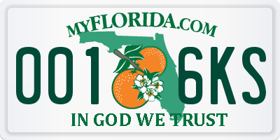 FL license plate 0016KS