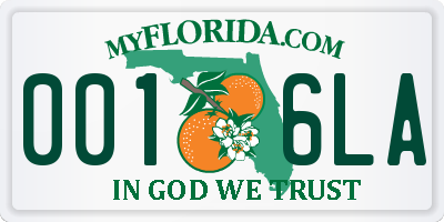 FL license plate 0016LA