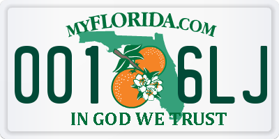 FL license plate 0016LJ