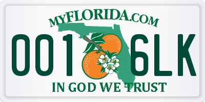 FL license plate 0016LK