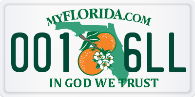 FL license plate 0016LL