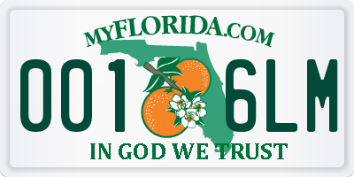 FL license plate 0016LM