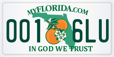 FL license plate 0016LU