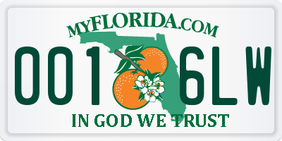 FL license plate 0016LW