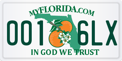 FL license plate 0016LX