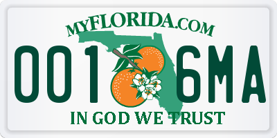 FL license plate 0016MA