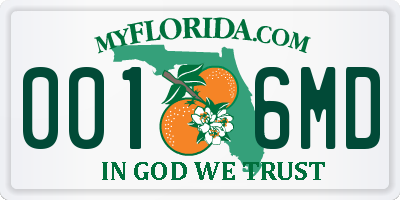 FL license plate 0016MD