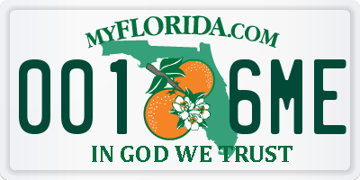 FL license plate 0016ME