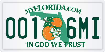 FL license plate 0016MI